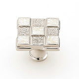 Schaub And Company - Avalon Bay,Square Knob,9 Sections,White Mother Of Pearl Inlaid On Solid Brass,Polished Nickel Finish - White