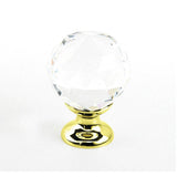 Schaub And Company - Knob, Clear, Round Crystal, Polished Brass 1-1/8'' dia - Polished Brass