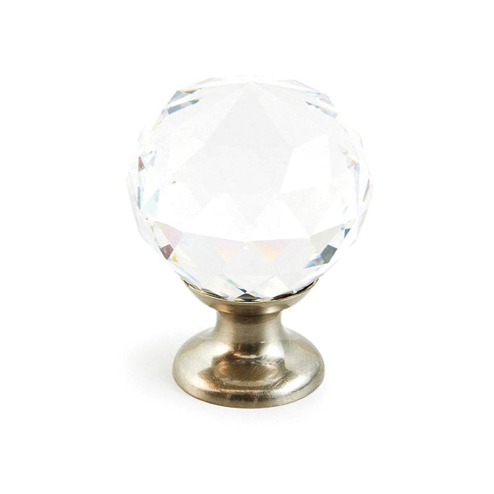 Schaub And Company - Knob, Clear, Round Crystal, Satin Nickel 1-1/8'' dia - Satin Nickel