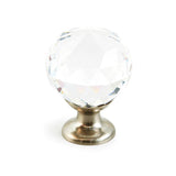 Schaub And Company - Knob, Clear, Round Crystal, Satin Nickel 1-1/8'' dia - Satin Nickel