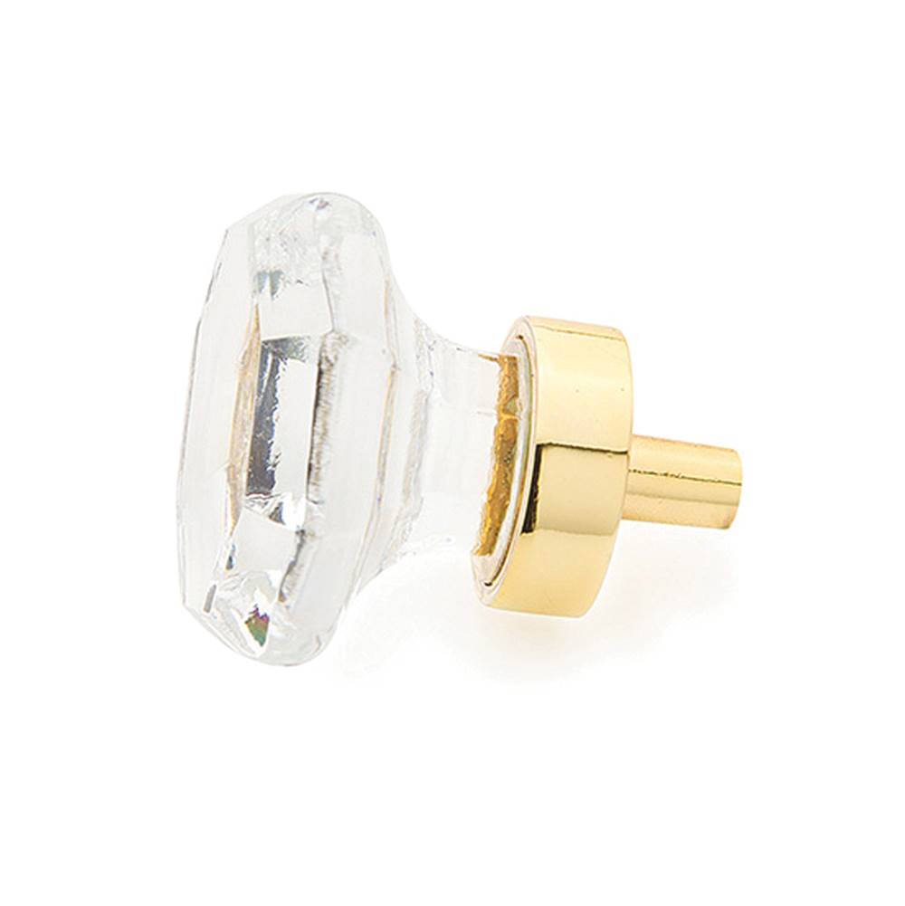 Schaub And Company - Knob, Clear, Round Crystal, Polished Brass 1-1/8'' dia - Polished Brass