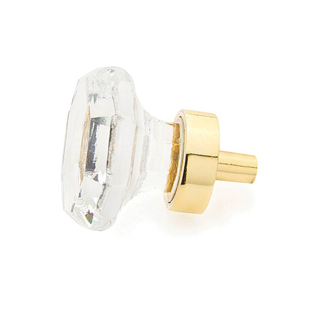 Schaub And Company - Knob, Clear, Round Crystal, Polished Brass 1-1/8'' dia - Polished Brass