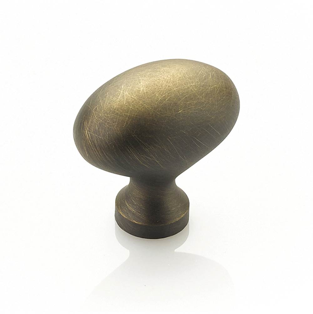 Schaub And Company - Knob, Oval, Antique Light Brass, 1-3/8'' dia - Antique Light Brass