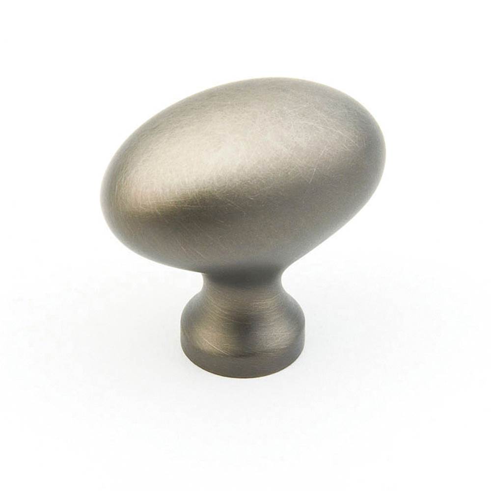Schaub And Company - Knob, Oval, Antique Nickel, 1-3/8'' dia - Antique Nickel
