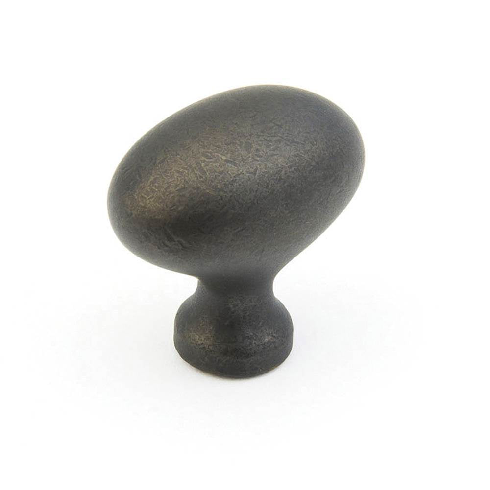 Schaub And Company - Knob, Oval, Distressed Bronze, 1-3/8'' dia - Distressed Bronze