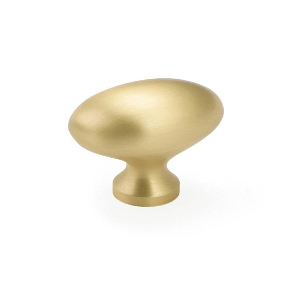Schaub And Company - Knob, Oval, Satin Brass, 1-3/8'' dia - Satin Brass