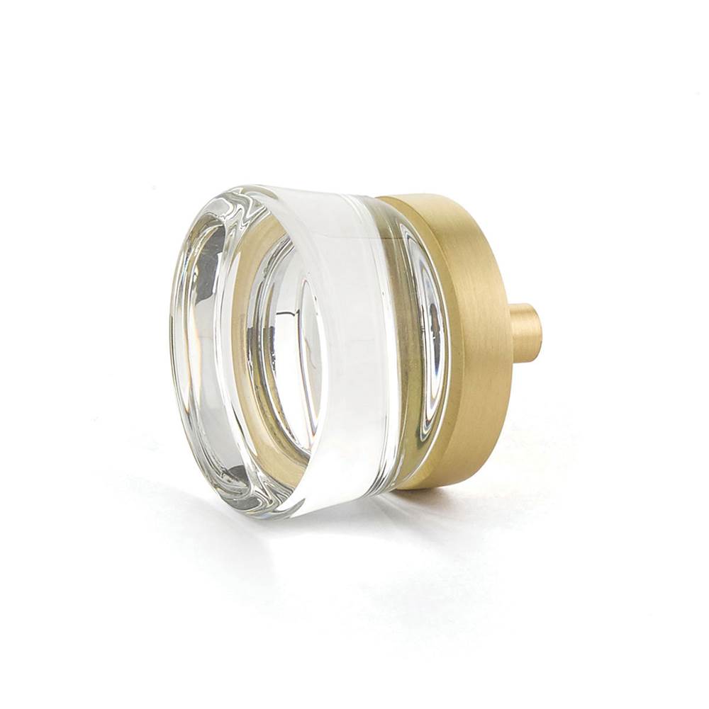 Schaub And Company - Knob, Flat Disc Glass, Satin Brass, 1-3/8'' dia - Satin Brass