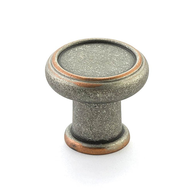 Schaub And Company - Steamworks, Round Knob, 1-1/4'' Dia, Distressed Pewter/Copper - Distressed Pewter