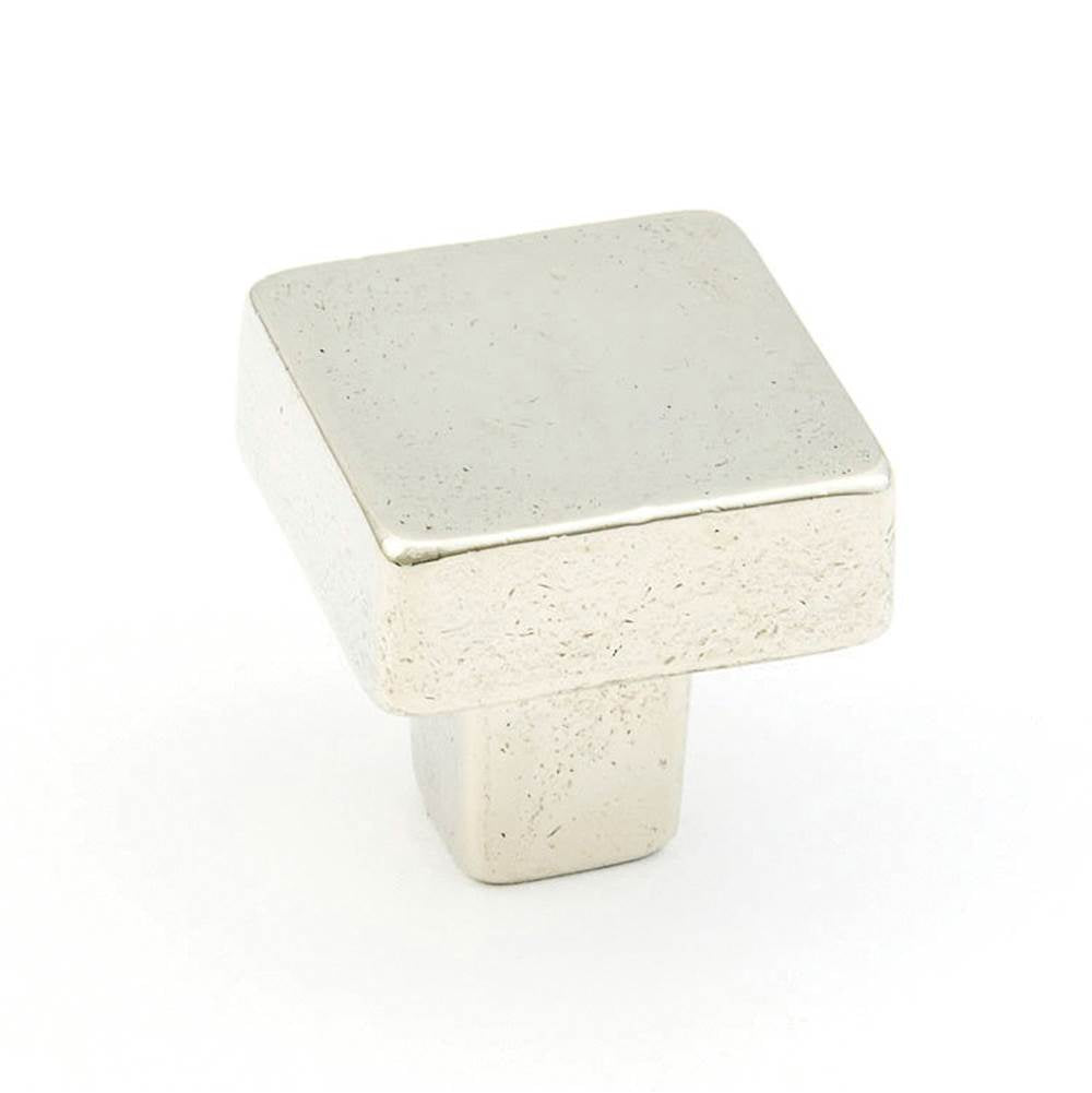 Schaub And Company - Knob, Square, Polished White Bronze, 1-1/4'' dia - Polished White Bronze