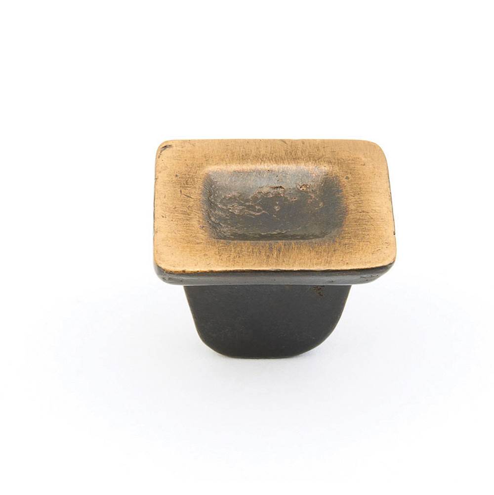 Schaub And Company - Knob, Square, Antique Bronze, 1-1/4'' dia - Antique Bronze