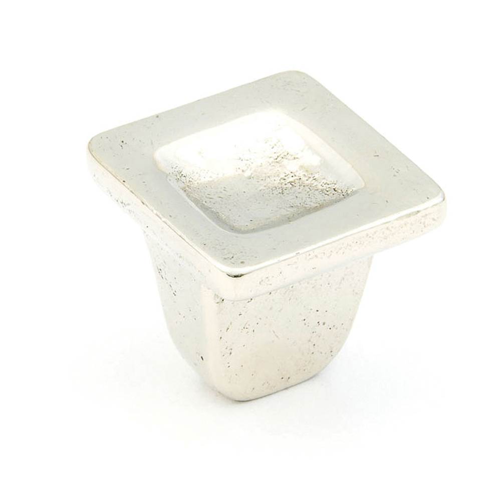 Schaub And Company - Knob, Square, Polished White Bronze, 1-1/4'' dia - Polished White Bronze