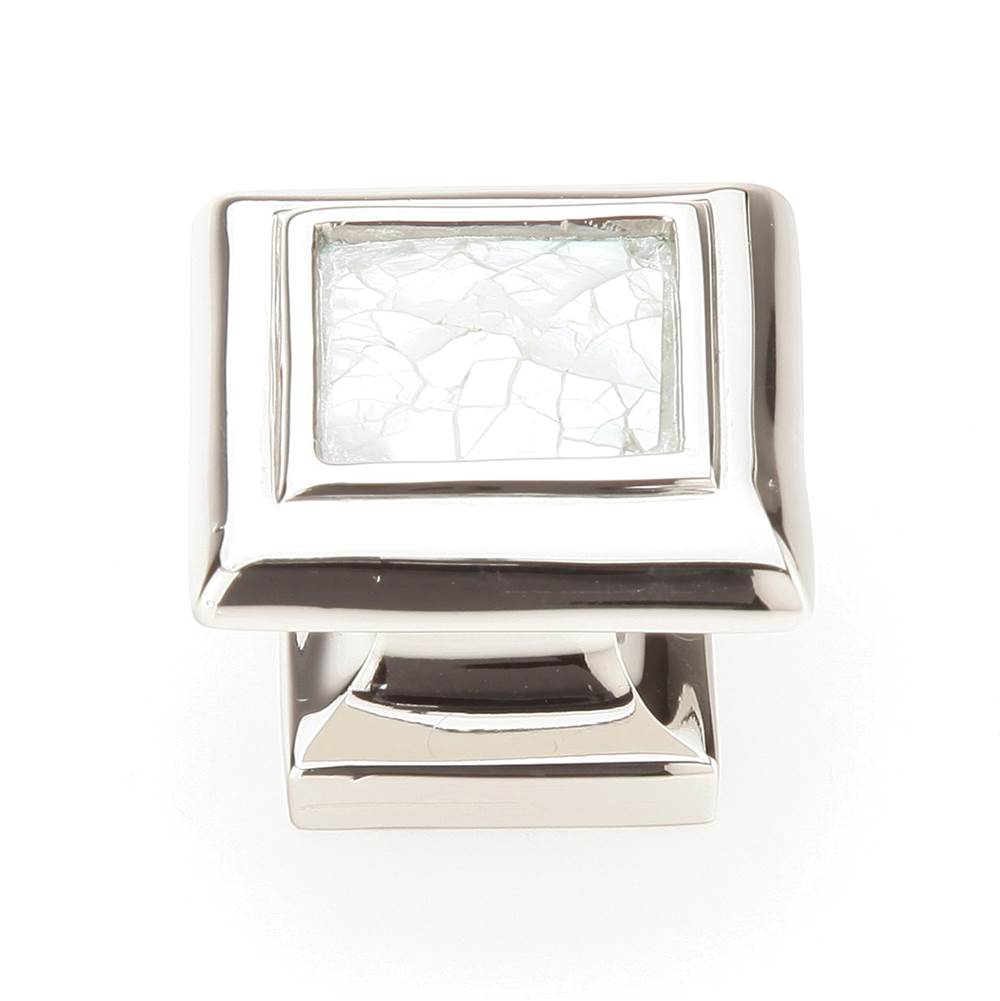 Schaub And Company - Mother Of Pearl,Square Knob With Mother Of Pearl Inlay And Polished Nickel,1-1/4'' Dia - Mother of Pearl