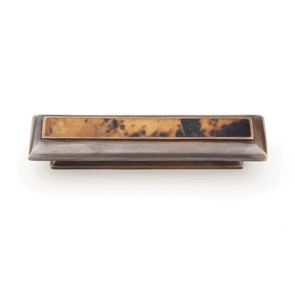 Schaub And Company - Tiger Penshell,Rectangle Pull With Tiger Penshell Inlay And Dark Antique Bronze,3'' Cc - Tiger Penshell