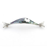 Schaub And Company - Imperial Shell,Pull,4-1/2'' Cc,Imperial Shell Inlaid On Solid Brass,Polished Nickel Fish Design, 5-1/2'' X 7/8'' - Imperial Shell