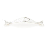 Schaub And Company - Mother Of Pearl,Pull,4-1/2'' Cc,Mother Of Pearl Inlaid On Solid Brass,Polished Nickel Fish Design - Mother of Pearl