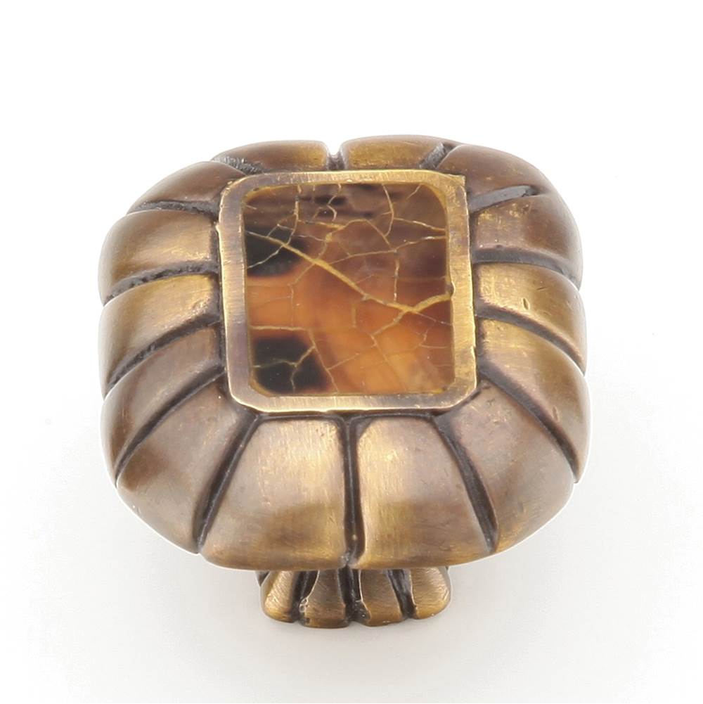 Schaub And Company - Tiger Penshell,Rectangle Knob,1-1/2'' X 1-1/4'',Penshell Inlaid On Solid Brass,Estate Dover Finish - Tiger Penshell