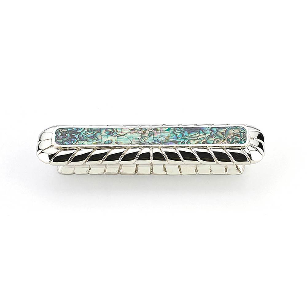 Schaub And Company - Imperial Shell,Inlaid On Solid Brass,Polished Nickel Pull, 4-1/2'' X 1-1/4'' Overall,3'' Cc - Imperial Shell