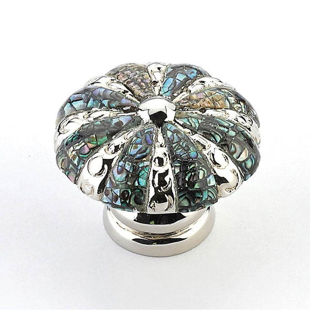 Schaub And Company - Imperial Shell,Inlaid On Solid Brass,Polished Nickel Round Knob,1-3/8'' Dia - Imperial Shell