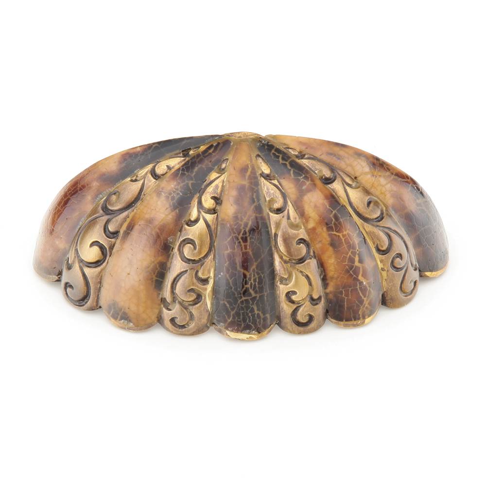 Schaub And Company - Tiger Penshell,Cup Pull,3'' Cc,Penshell Inlaid On Solid Brass,Estate Dover Finish - Tiger Penshell