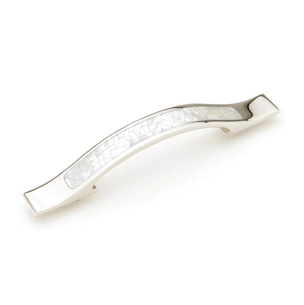 Schaub And Company - Mother Of Pearl,Rectangle Pull,4'' Cc With White Mother Of Pearl Inlay On Polished Nickel - Mother of Pearl