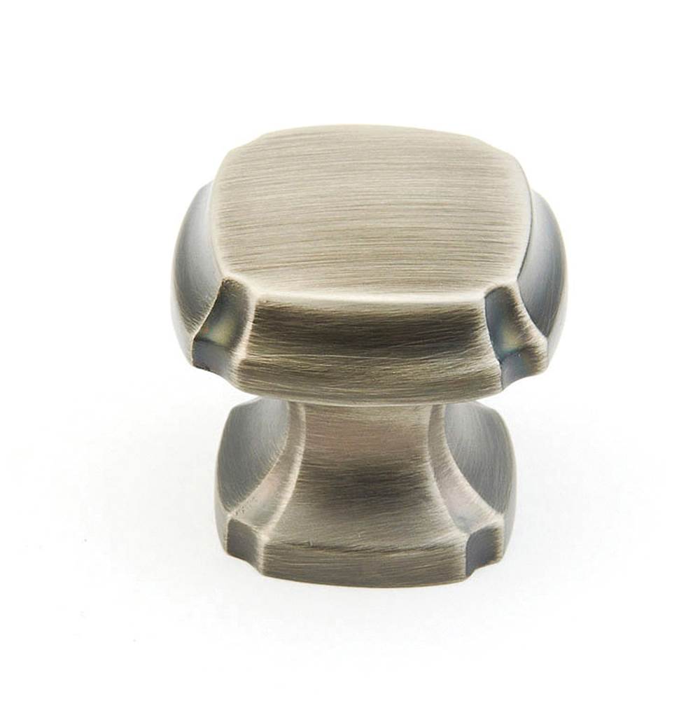 Schaub And Company - Knob, Square, Antique Nickel, 1-3/8'' dia - Antique Nickel