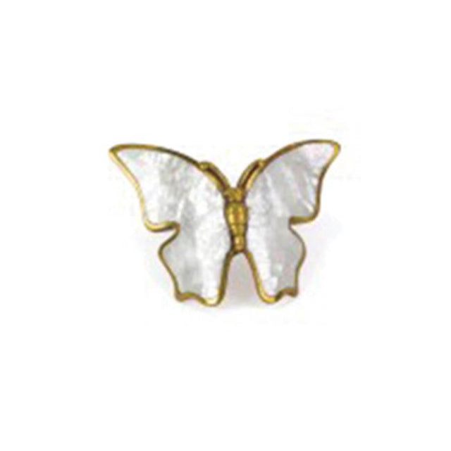 Schaub And Company - Pull, White Mother of Pearl Butterfly, 1-1/2'' cc - Paris Brass