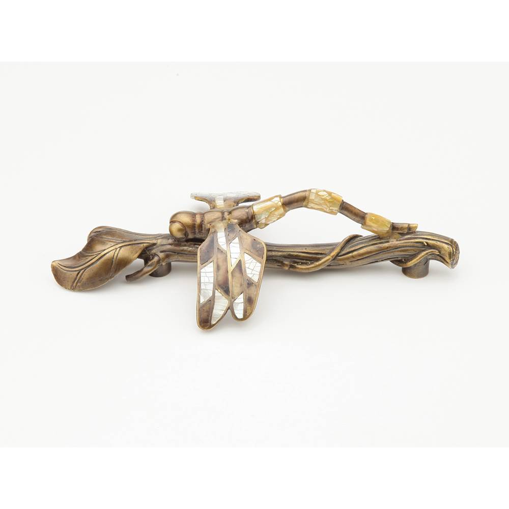 Schaub And Company - Nature,Dragonfly In White And Yellow Mother Of Pearl On Twig In Estate Dover Finish 3-1/8'' Cc - Mother of Pearl