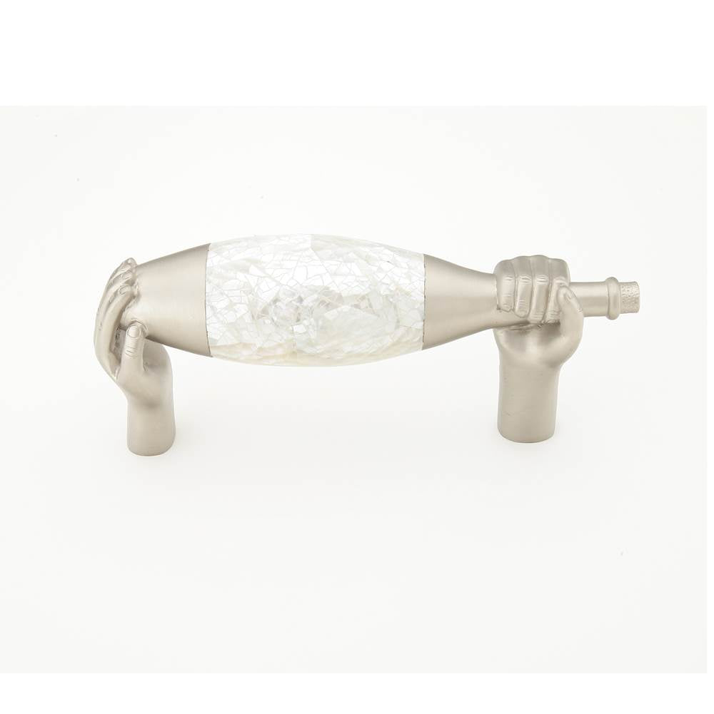 Schaub And Company - Wine, Medium Wine Bottle, Satin Nickel, White Mother Of Pearl Inlay 6'' Cc - Satin Nickel