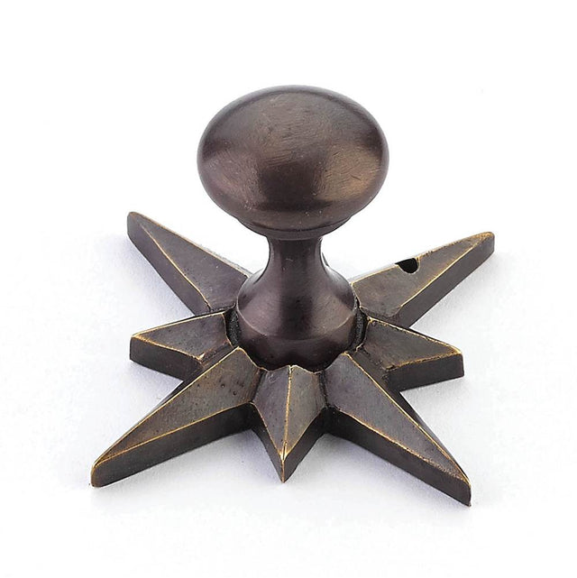 Schaub And Company - Knob with Star backplate, Dark Antique Bronze, 11/16'' dia - Dark Antique Bronze
