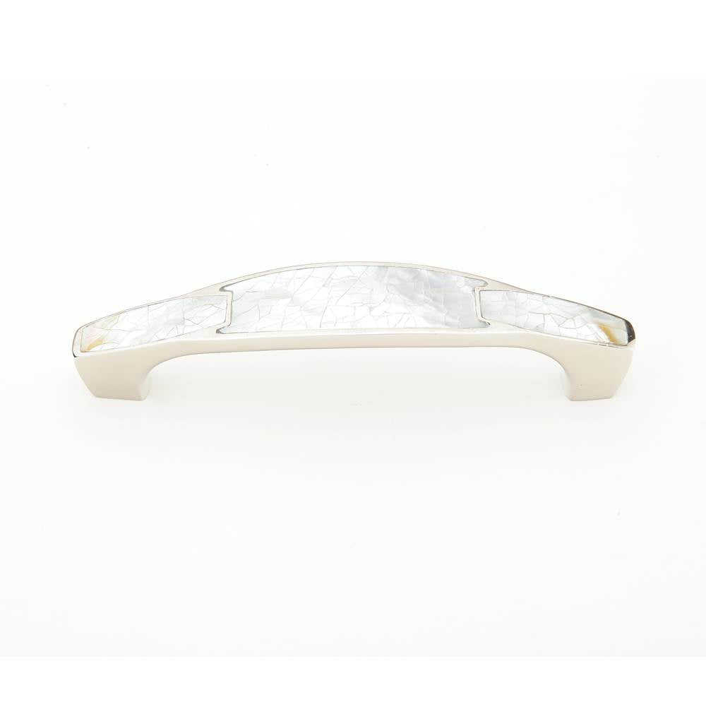 Schaub And Company - Mother Of Pearl,Polished Nickel Pull With White Mother Of Pearl Inlay,4'' Cc - Mother of Pearl