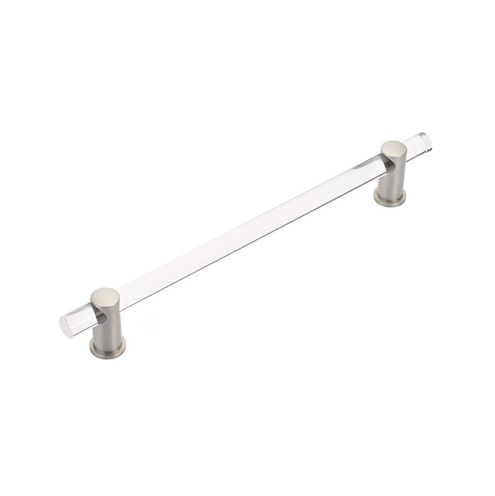 Schaub And Company - Back to Back, Appliance Pull, NON-Adjustable Clear Acrylic, Satin Nickel. 12'' cc - Satin Nickel