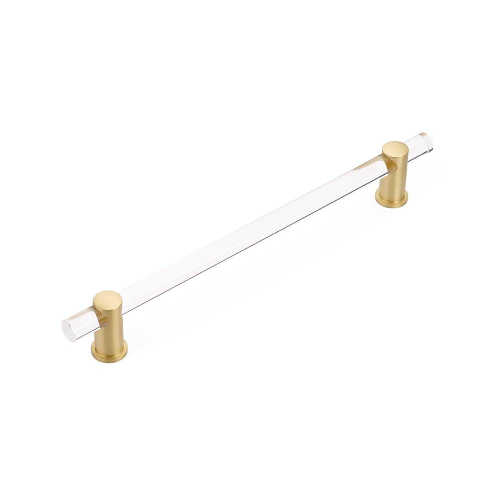 Schaub And Company - Back to Back, Appliance Pull, NON-Adjustable Clear Acrylic, Satin Brass, 12'' cc - Satin Brass