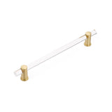 Schaub And Company - Back to Back, Appliance Pull, NON-Adjustable Clear Acrylic, Satin Brass, 12'' cc - Satin Brass