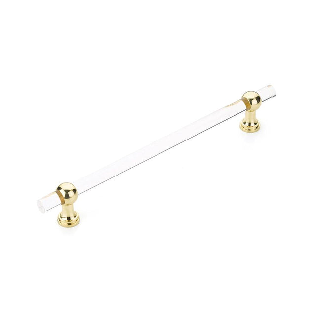 Schaub And Company - Back to Back, Appliance Pull, NON-Adjustable Clear Acrylic, Polished Brass, 12'' cc - Polished Brass