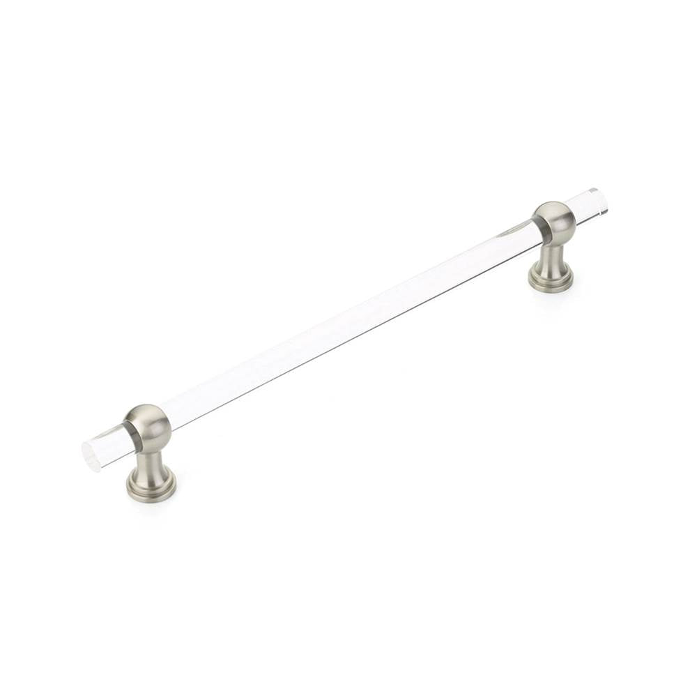 Schaub And Company - Back to Back, Appliance Pull, NON-Adjustable Clear Acrylic, Satin Nickel, 12'' cc - Satin Nickel