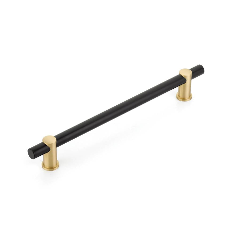 Schaub And Company - Concealed Surface,Fonce,Appliance Pull,Non-Adjustable,Matte Black Bar/Satin Brass Stems,12'' Cc - Matte Black