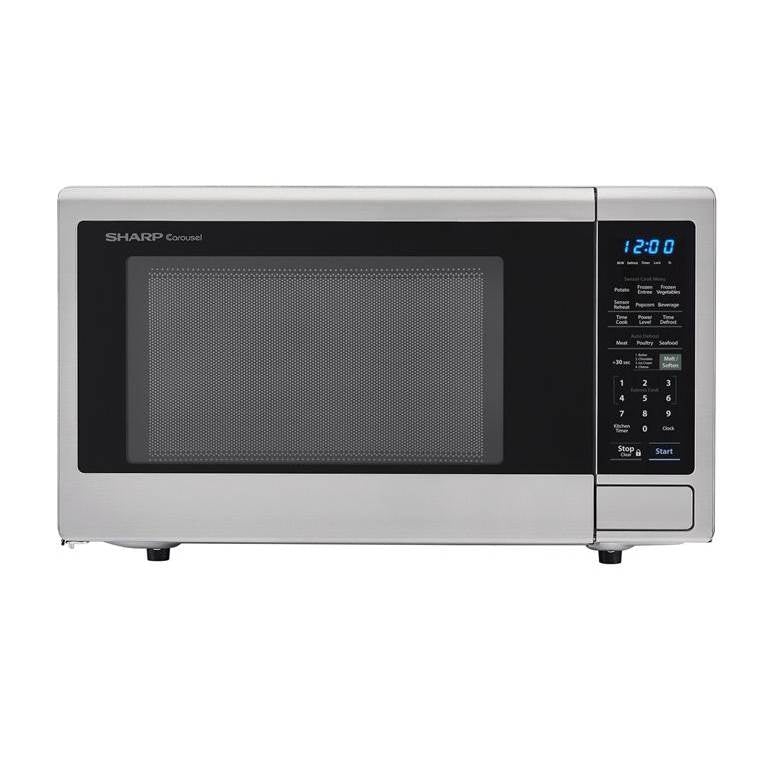 Sharp - 1.4 CF Microwave 1000W 12.8'' Turntable Sensor Blue LED D - Stainless