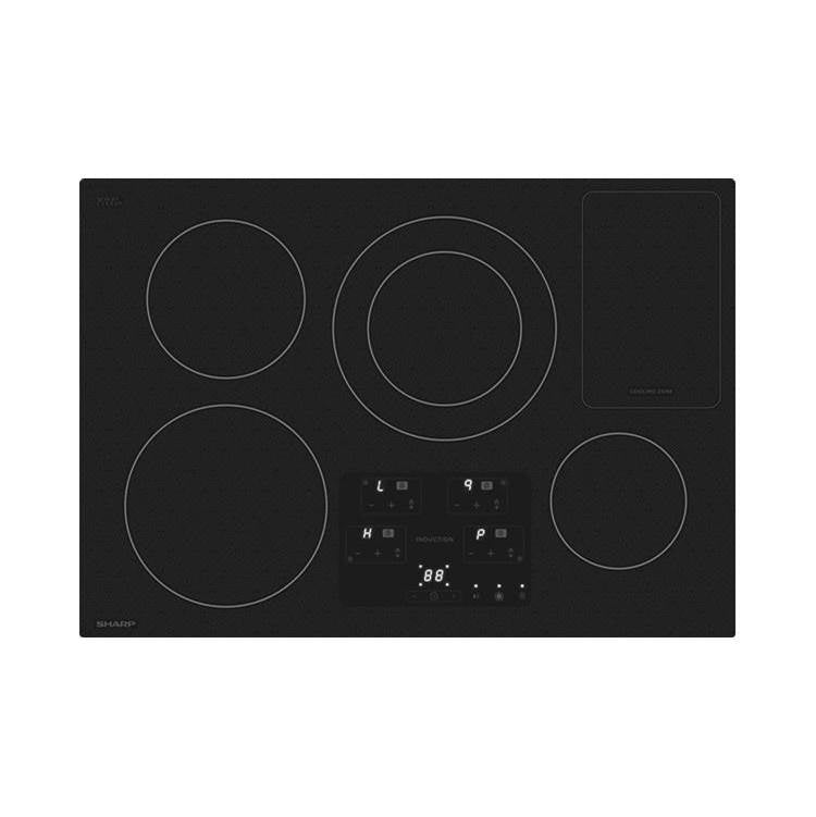 Sharp - 30'' Induction Cooktop 7400W 4 Heating Zones 9 Power Adjus - Black Schott Glass