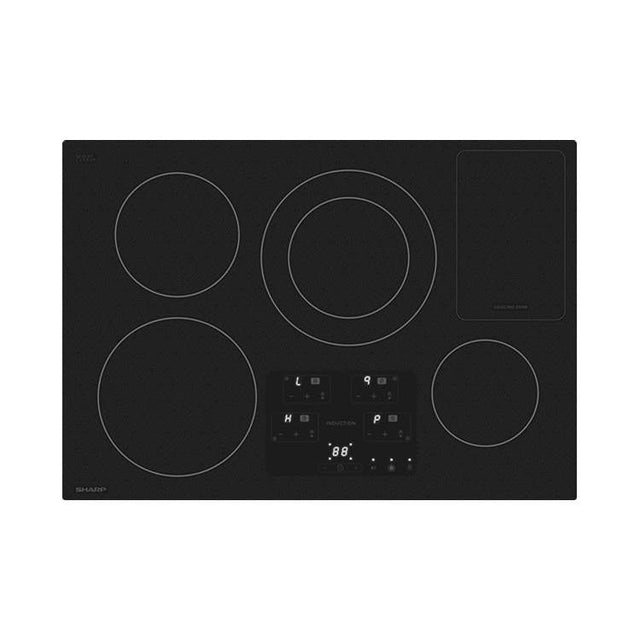 Sharp - 30'' Induction Cooktop 7400W 4 Heating Zones 9 Power Adjus - Black Schott Glass