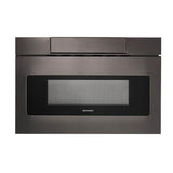 Sharp - 24'' / 1.2 CF Flat Panel Microwave Drawer 1000W Sensor LCD - Black Stainless
