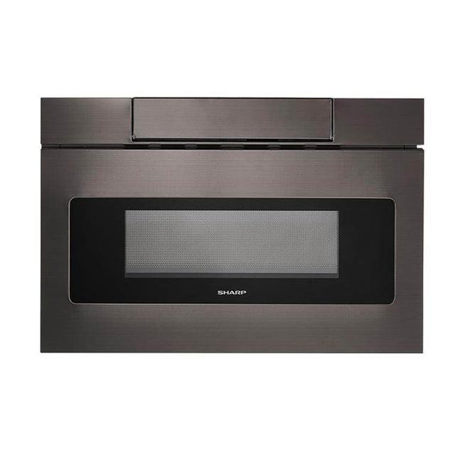 Sharp - 24'' / 1.2 CF Flat Panel Microwave Drawer 1000W Sensor LCD - Black Stainless