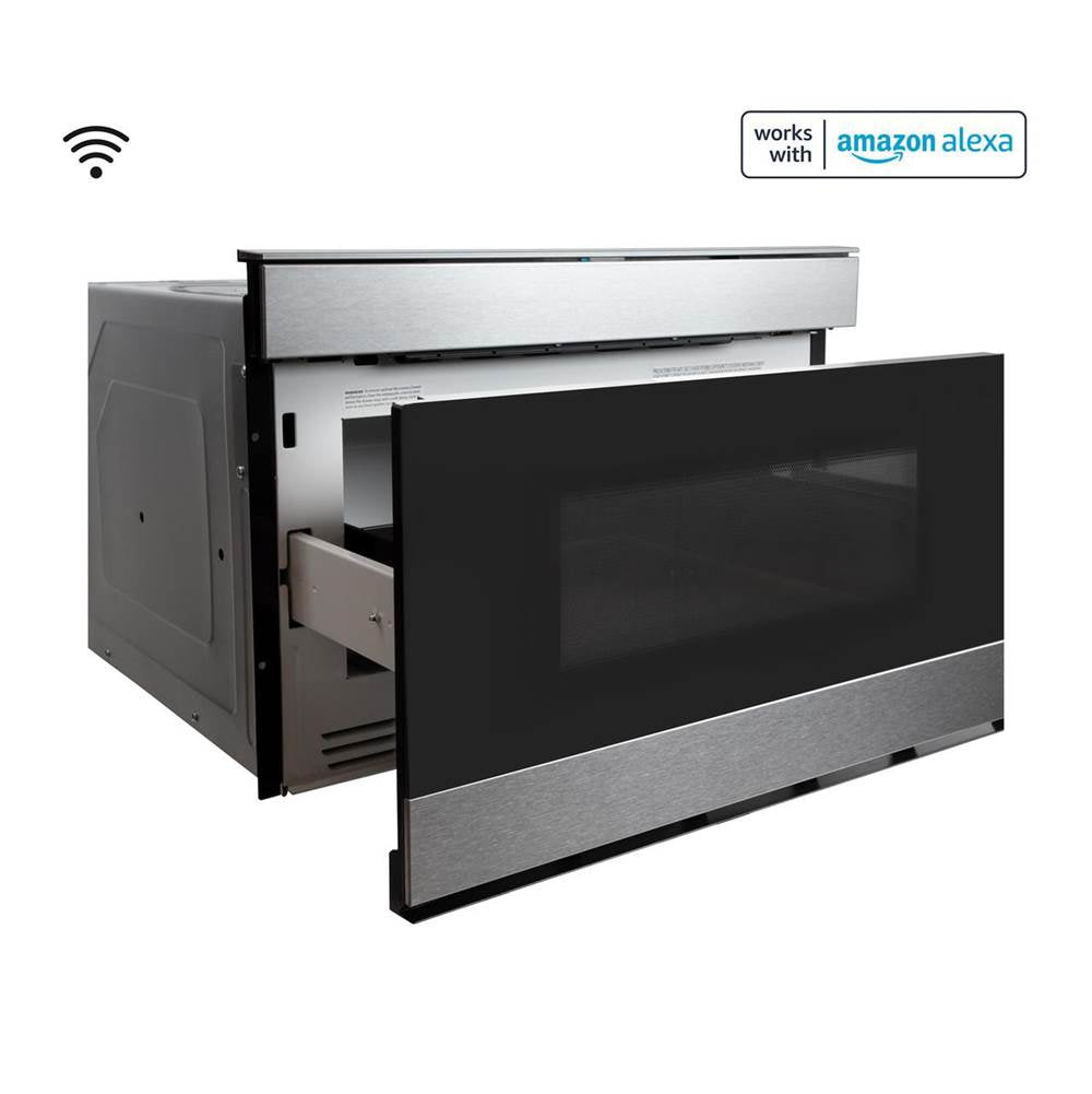 24 in. 1.2 cu. ft. 950W Sharp Stainless Steel Smart Easy Wave Open Microwave Drawer Oven