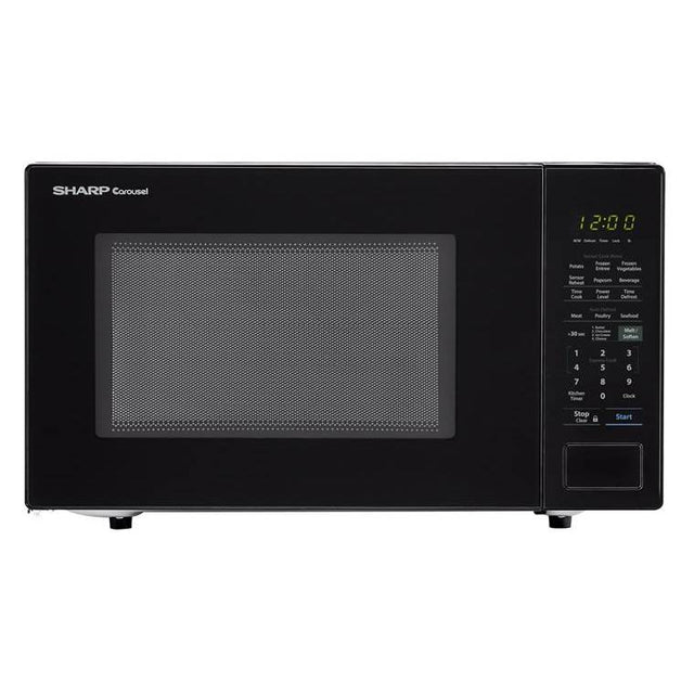 Sharp - 1.4 CF Microwave 1000W 12.75'' Turntable Sensor Bezel-les - Black