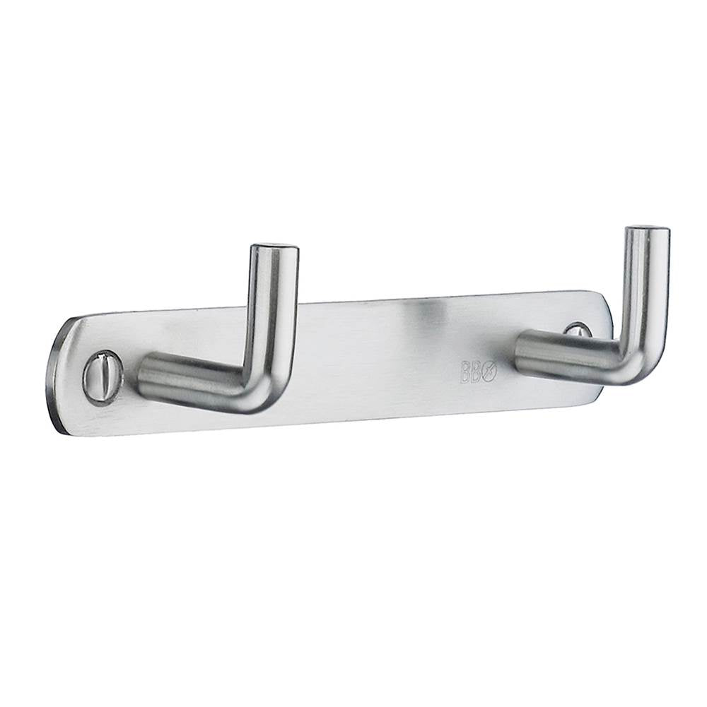 Smedbo - BESLAGSBODEN Coat Rack, Double - Brushed Stainless Steel
