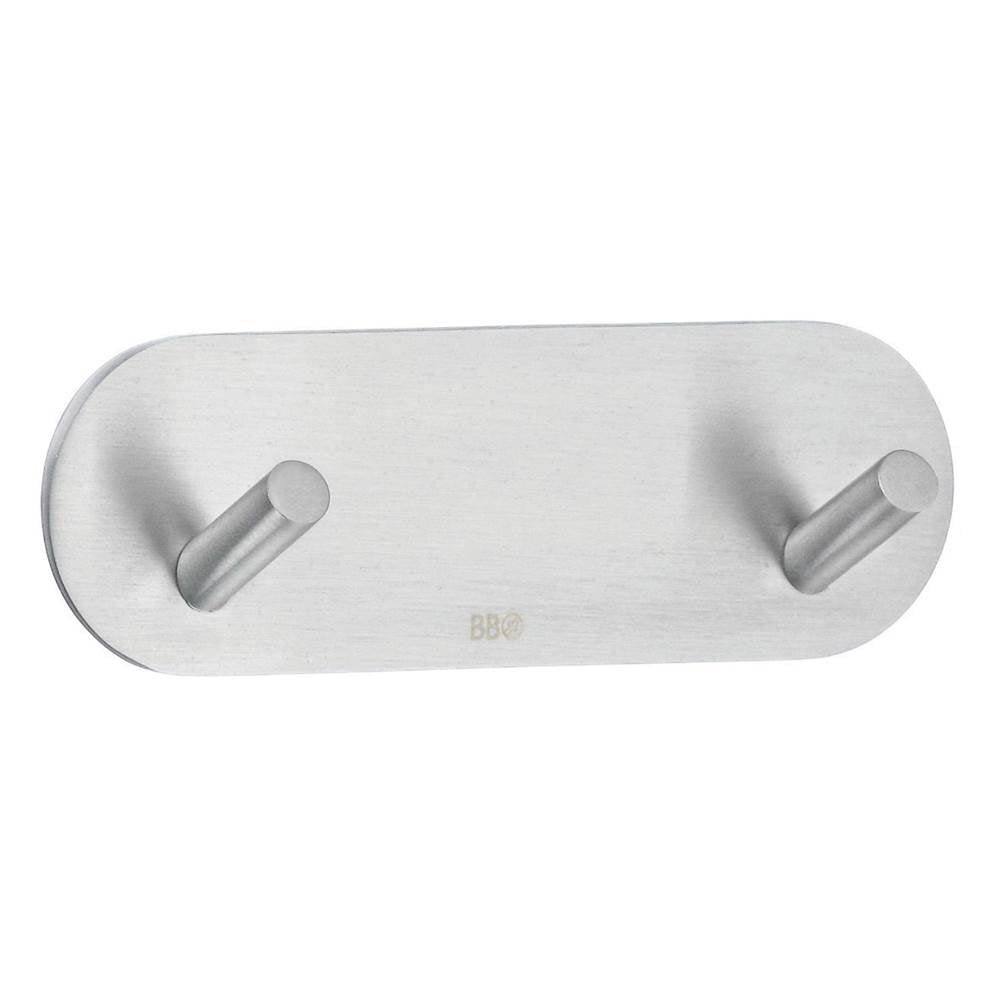 Smedbo - Design Mini Double Hook - Brushed Stainless Steel Self-Adhesive - Brushed Stainless Steel