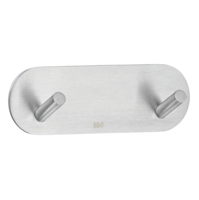 Smedbo - Design Mini Double Hook - Brushed Stainless Steel Self-Adhesive - Brushed Stainless Steel