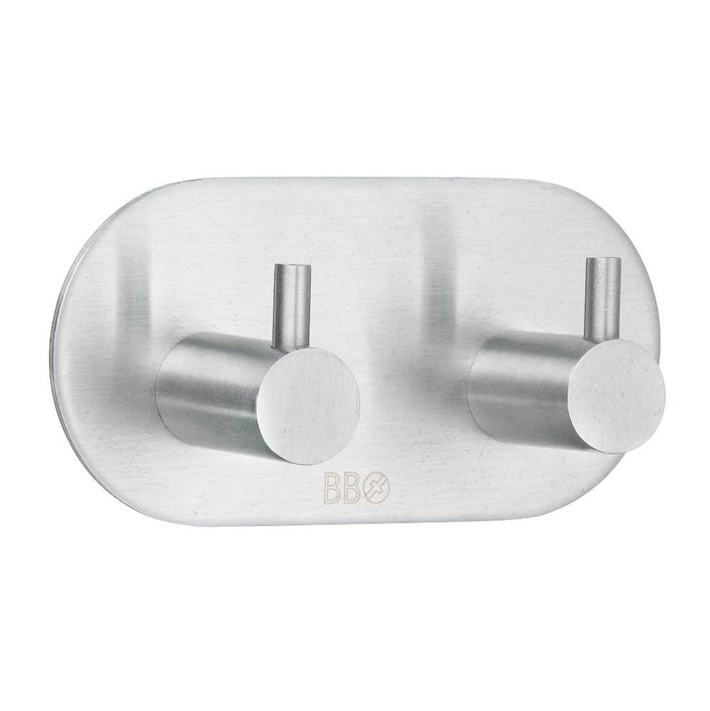 Smedbo - Design Hook Double Self Adhesive Brushed Stainless Steel - Brushed Stainless Steel