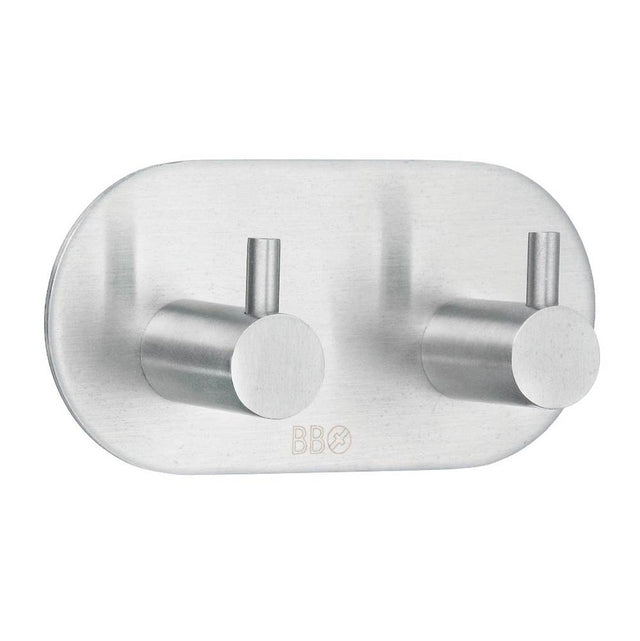 Smedbo - Design Hook Double Self Adhesive Brushed Stainless Steel - Brushed Stainless Steel