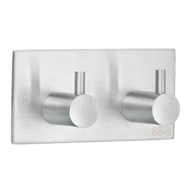 Smedbo - BESLAGSBODEN Design Double Towel hook - Brushed Stainless Steel