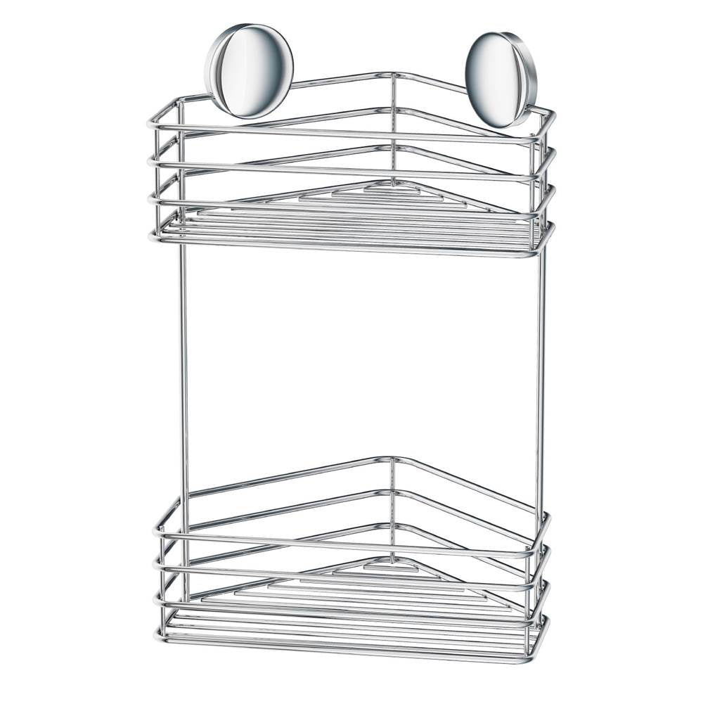 Smedbo - BESLAGSBODEN Double Corner Shower Basket - Polished Chrome on Stainless Steel